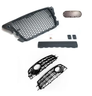 Kühlergrill Sportgrill Wabengrill + Stoßstangen Gitter für Audi A3 8P Facelift ab 04/2008-03/2013 (nur mit S-Line Exterieur Paket)