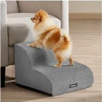 FEANDREA Haustiertreppe 2/3/4-stufig-Hundetreppe,waschbar,rutschfest geringe Neigung für Bett, Sofa, Waffelcord, wasserdicht, abnehmbarer waschbarer Bezug