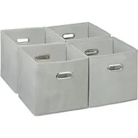 relaxdays Aufbewahrungsbox im 4er Set, grau