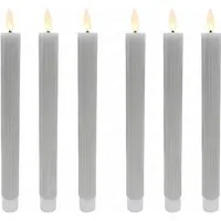 relaxdays LED-Kerze LED Stabkerzen 6er Set, Hellgrau