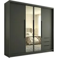 A&J MöbelLand GmbH Drehtürenschrank viertüriger Kleiderschrank mit Schubladen und Metallgriffen. (Geräumiger vier¬türiger Kleiderschrank mit Schubladen und Metallgriffen. Geräumiger Schrank mit einer Breite von 200 cm und Schubladen, ideal zur Aufbew