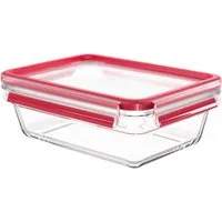 Emsa Aufbewahrungsbecher Clip & Close Glas, Glas, Polyprophylen (PP), (2-tlg), 1,3 Liter, rechteckig, Stapelkante, backofengeeignet, auslaufsicher