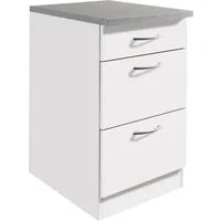 wiho Küchen Unterschrank Kiel 50 cm breit, Tiefe 60 cm, mit 2 großen Auszügen und 1 Schublade