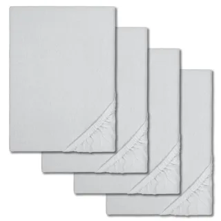 Spannbettlaken Winterflausch silber grau 90 x 190 - 100 x 200 cm im 4er-Pack