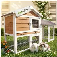Zooprinz Kleintierstall Hofstadl mit Auslauf 146x86x50 cm (BxHxT), Metall Kotschublade, Lasiertes Kiefernholz