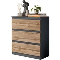 Furnica Kommode GABRIEL mit 3 Schubladen H72cm B60cm T33cm