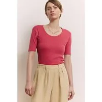 Tranquillo T-Shirt Jerseyshirt Camilaa Herz-Ajour Muster Leichtes Ajour-Jerseyshirt aus 100 % Bio-Baumwolle