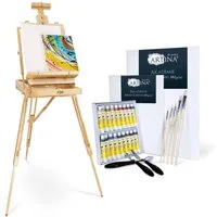 Artina Malpalette 30tlg Malset mit Kofferstaffelei Madrid, 30tlg., Acrylfarben Set mit 2x Leinwänden, 18x Acrylfarben, Pinseln & Zubehör