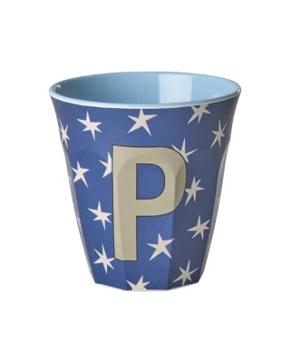 Rice Melamin Becher Buchstabe P/Stars/Hellblau 250ml