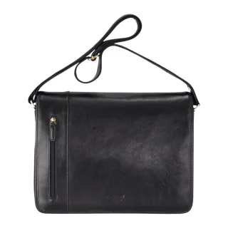 Schwarze Laptoptasche aus echtem Leder – Astor