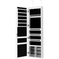 COSTWAY Schmuckschrank mit LED & Ganzkörperspiegel, für Tür und Wand