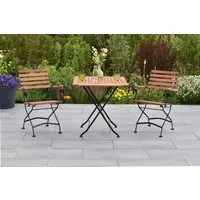 MERXX Garten-Essgruppe »Schlossgarten«, (Set, 3-tlg., Geöltes Eukalyptusholz), Tisch klappbar: LxB: 75x75 cm