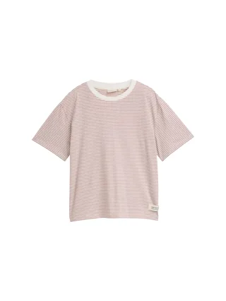 Denim Tom Tailor - Boxy Fit T-Shirt dusty rose white stripe - Gr. - XS