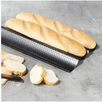 HI Backblech Baguette- Backblech Baguetteblech 3 Mulden Karbonstahl beschichtet Hi
