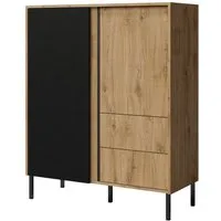 Compleo Hochkommode mit 2 Schubladen, geriffelte Front, 2 Türen, Elegant design