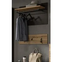 Inn.Furn Garderobenpaneel Cooper (Artisan Eiche und Basalt grau, 2-teiliges Set mit Garderobenleiste)