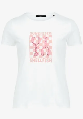 zero - T-Shirt mit Grafikprint und Rundhalsausschnitt weiß - Gr. - 44