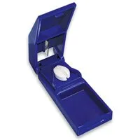 DocMed Pillendose Tablettenteiler ratiomed, blau (Einzelartikel, 1 St., Unterstützt eine komfortable Medikamenteneinnahme), Kompakte, handliche Bauform