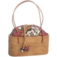 Der Trachtler Basttasche Korbtasche Bali Bag mit Stoffeinsatz, handgefertigt in Bali