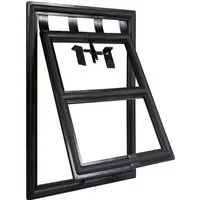 Windhager Katzenklappe für Fliegengitter Terrassen- und Balkontüren, robust und schwenkbar, Insektenschutz Katzentür Clip System ohne bohren, 20 x 25 cm, schwarz