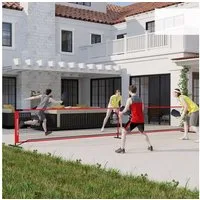 SPORTNOW Pickleballnetz tragbares 6,7 m Pickleball-System mit Netz (1-St), Metall, Polyester, Mehrfarbig