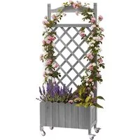 COMHOMA Blumenkasten Rankgitter Pflanzkasten mit Rollen, Holz Hochbeet mit Spalier (2 ST., 1 St., Farbe und Menge sind optional), wetterbeständiger Pflanzenkübel mit Drainagelöchern