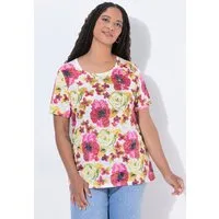 MIAMODA T-Shirt T-Shirt Comfort Fit Blumen-Muster Halbarm