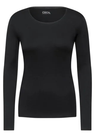 Cecil - Shirt mit Rundhals schwarz - Gr. - S