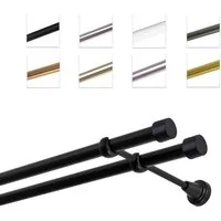 MDEKOR Gardinenstange Vorhangstange 19mm, 2-läufig, 2-läufig Wandmontage, 120 cm Schwarz Matt