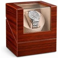 Tekoo Uhrenbeweger Automatischer Uhrenbeweger für 1 Uhr Holzoptik Leise & USB Kompakt, (Packung), Antimagnetische Bauweise, Hochglanz-Holzoptik