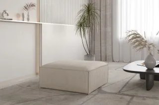 Polsterhocker Designerhocker CELES PREMIUM 85x85 cm in Stoff Scala Hellbeige