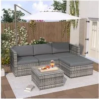 Merax Gartenlounge-Set 5-teilig Gartenmöbel Set aus Polyrattan für 4 Personen, (5-tlg), Sitzgruppe Balkonset mit Kissen, Couch-Set für Garten, Terrasse