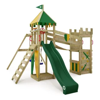Klettergerüst Smart Hero Spielturm mit Rutsche & Schaukel für den Garten - Hochwertiger Abenteuerspielplatz aus Holz - Robuste Spielanlage Wickey