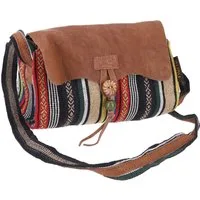 Guru-Shop Schultertasche Ethno Schultertasche mit Leder, Nepaltasche -..
