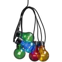 KONSTSMIDE LED-Lichterkette Party-Lichterkette aussen, bunt, 10 bunte Birnen / 80 warm weiße Dioden