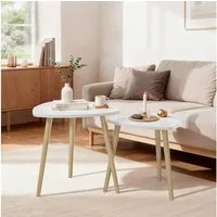 Vicco Couchtisch Twino, Weiß/Sonoma, 48 x 45 cm 2er Set (1-St)