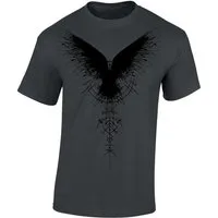 Baddery Print-Shirt Wikinger Tshirt: "Schattenrabe" - Viking Shirt Männer, hochwertiger Siebdruck, auch Übergrößen, aus Baumwolle