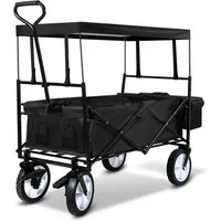 Clanmacy Bollerwagen Bollerwagen Faltbarer mit Dach Handwagen Transportwagen Schwarz, mit Dach