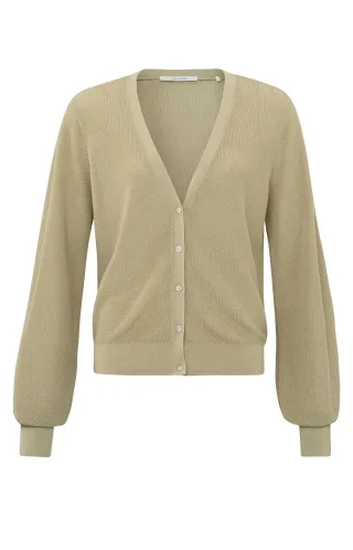 Yaya - Strickjacke mit V-Ausschnitt grün - Gr. - L