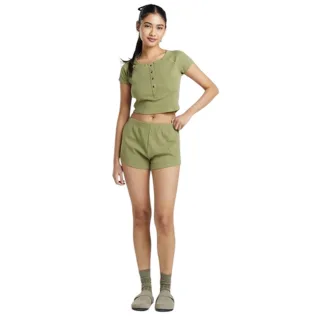 Brave Soul - Loungewear Set für Damen, Rippenstrick (Khakigrün)