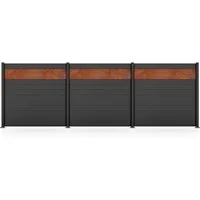 STAKET PRO Gartenzaun Komplettzaun Paneel 150, LxH: 552,6x187 cm, 3 Elemente á 180 cm Breite + Cortenstahl