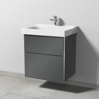 Sanipa 3way Waschtischunterbau zu Geberit Xeno2 Waschtisch mit 2 Auszügen, Anthrazit-Glanz BS66079