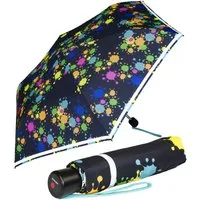 Knirps® Taschenregenschirm Kinderschirm 4Kids reflective mit Reflexborte, Sicherheit auf dem Schulweg, bunte Paintdrops