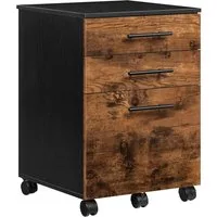 Hoobro Rollcontainer mit 3 Schubladen, Aktenschrank Industrie-Stil, abschließbar, 40×40×57,5 cm