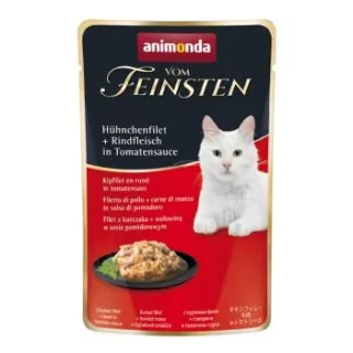 animonda Vom Feinsten Nassfutter Katze, Adult 18x50g mit Hühnchenfilet und Rindfleisch, in Sauce