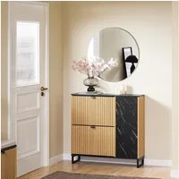 SoBuy Schuhschrank FSR203, Schuhkommode Flurschrank Sideboard für Flur, Eingangsbereich Schuhkipper Schuhregal Schuhablage Schuhschrank schmal, 2 Klappen Flur