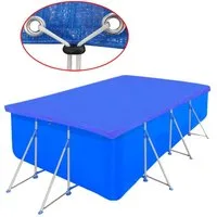 furnicato Pool-Abdeckplane Hochwertige Poolabdeckung Dunkelblau 394x207x10 cm (1-St), Reißfeste Poolplane, wasserabweisend für Stahlrahmen-Schwimmbecken
