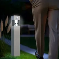 MeLiTec LED Solarleuchte Solar-Gartenleuchte SO32, aus Edelstahl, Tageslichtweiß, bis zu 8h Leuchtdauer, anthrazit oder matt gebürstet, eckig, LED