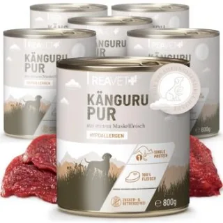 REAVET Hundenassfutter - Känguru PUR | 6 x 800g