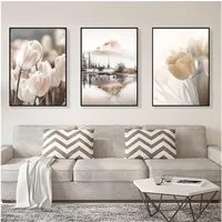 SWECOMZE Poster Premium Vintage Poster Set 3er Bilder Set Beige 50x70 cm ohne Rahmen